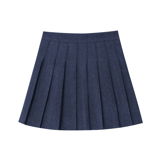 Sinan 2025 spring, autumn and winter fashionable items, woolen thickened commuter high waist A-line skirt, pleated half-body skirt