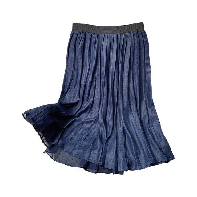 Foreign trade list! Cool and breathable ~ Retro commuting casual and flowing chiffon pleated skirt A-line skirt mid-skirt in summer