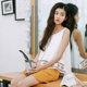 Summer sweet ethnic style wind embroidery printing round neck sleeveless vest vest girl loose chiffon shirt T -shirt top

