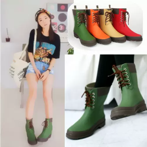 街头时尚女式马丁雨靴中筒正品果冻防滑显瘦雨鞋韩版成人