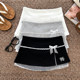 Sweet embroidered letters high waist slim lace bow skirt anti-exposure short skirt hip-cover skirt women