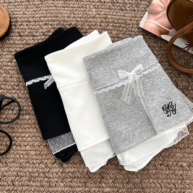 Sweet embroidered letters high waist slim lace bow skirt anti-exposure short skirt hip-cover skirt women
