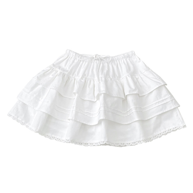 French style versatile lace ruffled high-waist cake skirt puff skirt short skirt skirt for women autumn new style