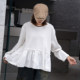 European Station 2024 autumn new simple A-line waist-hugging solid color shirt splicing pullover versatile solid color shirt