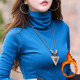 Turtleneck plus velvet bottoming shirt for women long-sleeved elderly grandma thickened warm top pure cotton middle-aged mother autumn clothing T-shirt