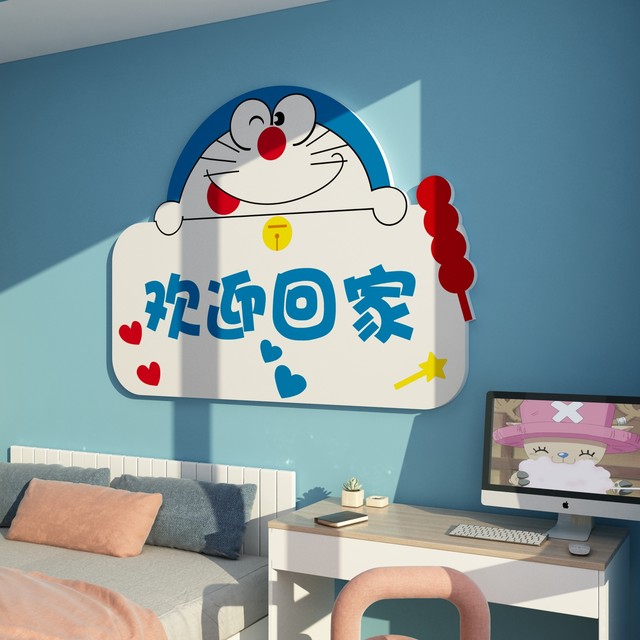 Doraemon wall sticker welcome to go home door decoration elevator children's room laying bedroom wall background
