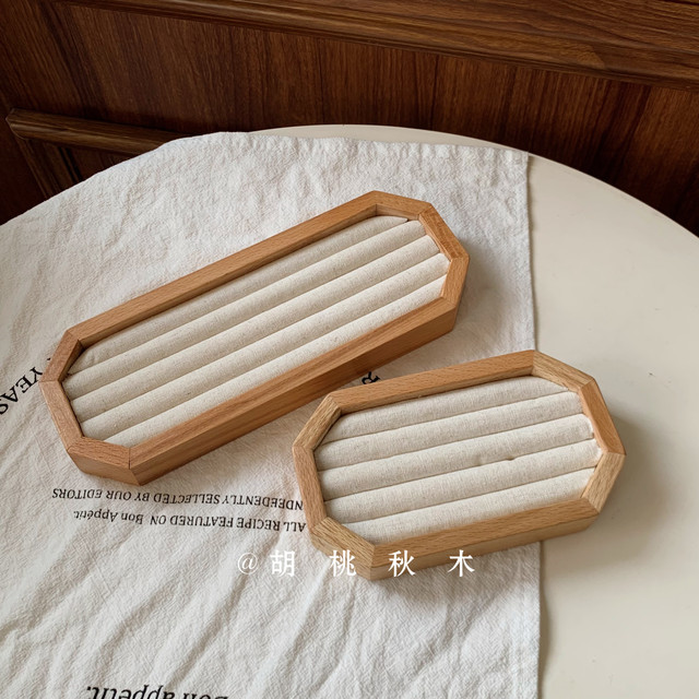 Retro wooden octagonal ring log display tray jewelry box storage box earring earring necklace props