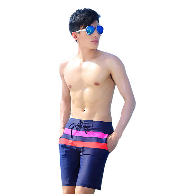 Sanqi swimsuit men's swimming trunks men's flat corner five-point hot spring large size swimming trunk suit couple beach pants men's loose