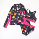 Foreign trade children's split swimsuit girl zipper long -sleeved sunscreen surfing service three -piece girl floral bikini
