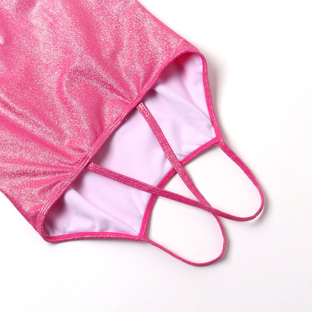 European and American original single girls bikini fashion Barbie pink princess children's split swimsuit cute fine glitter girl swimsuit