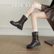 Cowhide Fangxiang British style huge good-looking Martin boots for women 2025 autumn new flat bottom round toe black short boots