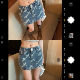Large size fat sister printed denim skirt female summer new style is thin, high waist A -line retro hip skirt