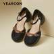 
Yierkang Baotou hollow sandals for women 2025 summer new thick heel Mary Zhen shoes mother shoes thick sole high heels