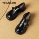 Yier Conleeves Women's 2025 Spring New Black British Style Retro Women's Small Leather Shoes Thick Sole Single Shoes Women