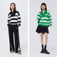 Morimarley's loose and loose shoulder -to -shoulder -headed head shirt Women's trend of leisure autumn stripes standing collar jacket fashion
