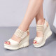 2025 New Genuine Leather Wedge Sandals for Women Summer Outerwear Platform High Heels Thick Sole Fashionable Fish Mouth Cowhide Shoes