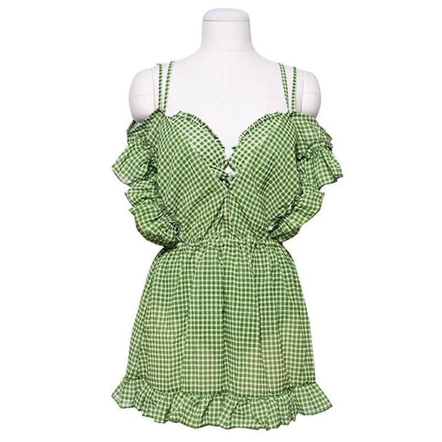 
2025 swimsuit women's skirt vacation small breasts Korean version beach bikini swimsuit women men's swimming trunks green