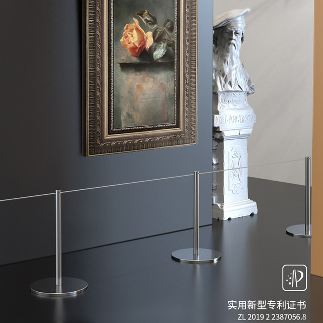 Museum low railing exhibition hall threaded rope column art gallery stainless steel isolation fence one meter line telescopic belt protection