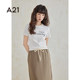 a21 women's new fashion versatile short-sleeved T-shirt sweet short women's base shirt slim fit and slim women's top