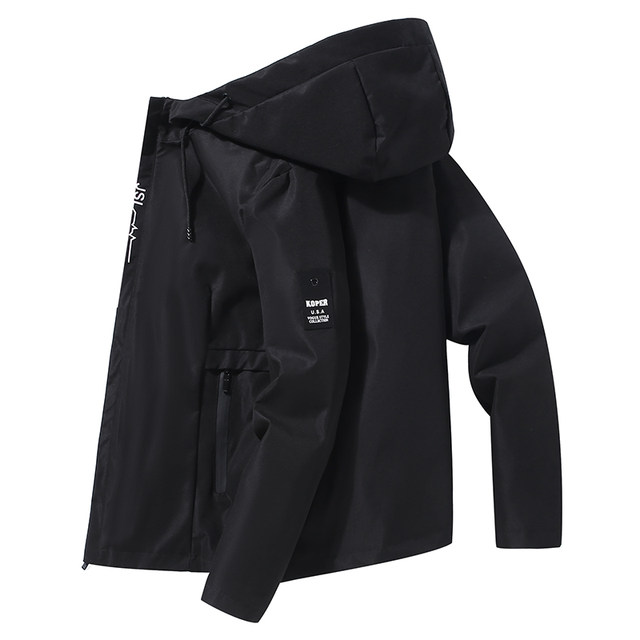 2025 spring and autumn thin jacket men's jacket hooded casual loose short windbreaker men's casual jacket top