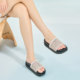 Aokang women's shoes summer new canvas denim open-toed sandals fashionable outdoor thick sole drag
