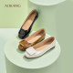 Aokang women's shoes 2025 spring shallow mouth single shoes elegant small square toe commuting shoes fashionable flat shoes