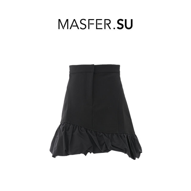 SU Masfilsu skirt women's spring splicing irregular ruffled short skirt A-line flower bud skirt