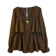 2025 autumn new large-size women's clothing fashionable and stylish, slimming and square collar waist-hugging temperament long-sleeved women's shirt
