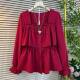 2025 autumn new large-size women's clothing fashionable and stylish, slimming and square collar waist-hugging temperament long-sleeved women's shirt
