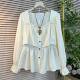 2025 autumn new large-size women's clothing fashionable and stylish, slimming and square collar waist-hugging temperament long-sleeved women's shirt
