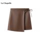 La Chapelle/La Chapelle autumn new style a-line hip skirt women's lace skirt pu short skirt
