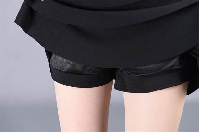 Women's large size elastic waist dancing skirt with lining anti-exposure safety pants cake versatile short skirt
