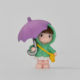 No. 1 home! Bored little girl holding an umbrella on a rainy day! Creative desktop small ornaments doll toys
