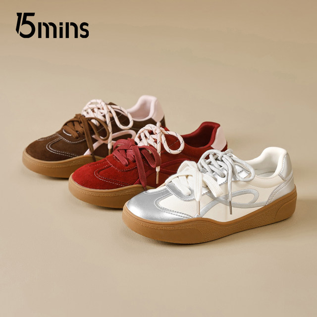 15mins retro color matching moral training shoes for women 2025 new autumn casual all-match thick-soled sneakers small single shoes