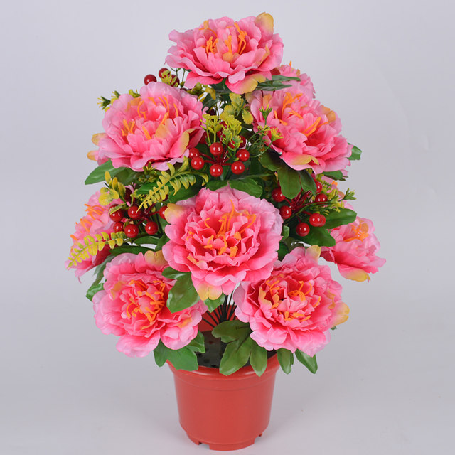 Simulated peonies garden decoration peonies fake flowers restaurant home coffee table offering Buddha display silk flowers plastic flower pots