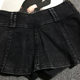 European station spring and autumn new skirt pants wild denim mini skirts to prevent light pleated skirts thin women's pants skirt
