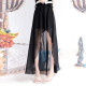 Long skirt summer new irregular gauze skirt short front and long irregular hem skirt mid-length women's high waist