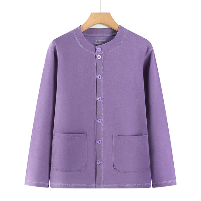 Middle-aged and elderly women's thermal underwear autumn and winter German velvet bottoming shirt long-sleeved cardigan mother and grandmother cold-proof cardigan