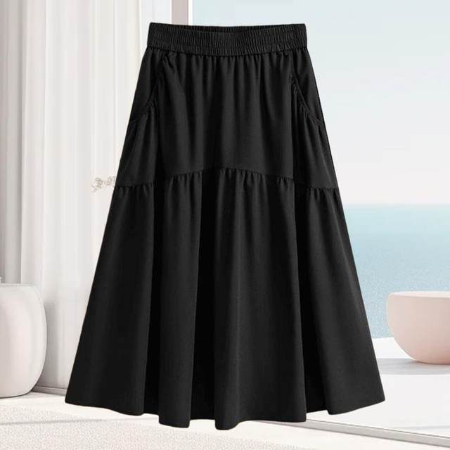 Pocket high waist A-line skirt mid-length spring and summer skirt for women 2025 new hot fashion high-end slim skirt
