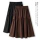 Pocket skirt 2025 summer black new skirt for women with high waist slim high-end versatile umbrella skirt mid-length