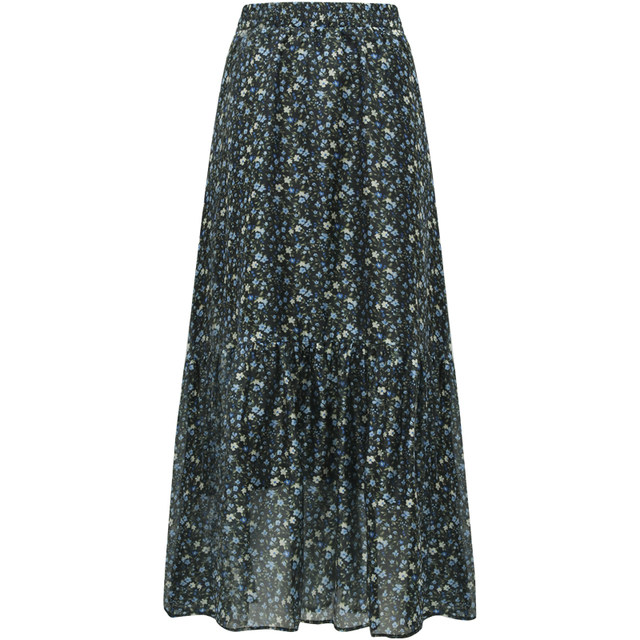 COCOBELLA temperament flowing printed large pleated floral skirt A-line long skirt HS117