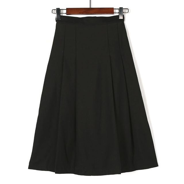 Solid color slim temperament high waist A-line long skirt for girls pleated skirts for spring clothes new parent-child skirt casual skirts
