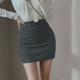 Gray hip-covered short skirt for women in spring and summer 2025 high waist slim tight sexy OL professional skirt elastic one-step skirt