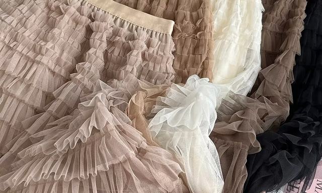 Mesh cake skirt for women 2022 autumn new sweet and elegant temperament multi-layer spliced ​​midi skirt skirt