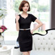 The new OL professional dress dress short -sleeved temperament slimming and thin work service commute large -size uniform hip work
