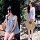 One -character shoulder top female sexy shoulder long sleeve stripes cute sweet seven -point sleeve camisole one word collar shirt