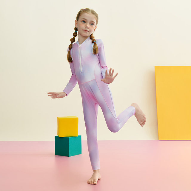 
Sanqi new girls swimsuit casual sports long sleeve trousers sun protection children one-piece surfing large size swimming suit