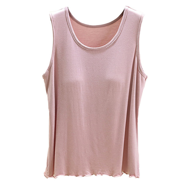 Modal vest with chest pad for women for summer thin style, wear-free bra, sleeveless top, solid color, versatile base shirt
