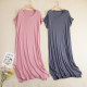Modal V -neck short -sleeved long skirt Female summer thin cooling nightdress large size loose outer wearing casual skirt dress