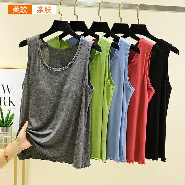 Modal vest with chest pad for women for summer thin style, wear-free bra, sleeveless top, solid color, versatile base shirt
